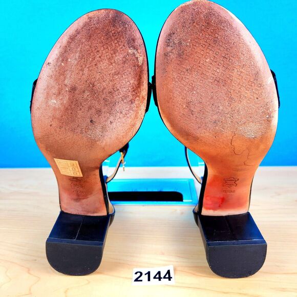 Tory Burch‎ Cecile Womens Size 6.5 Block Heels Black Leather Slingback Sandals - Picture 8 of 9
